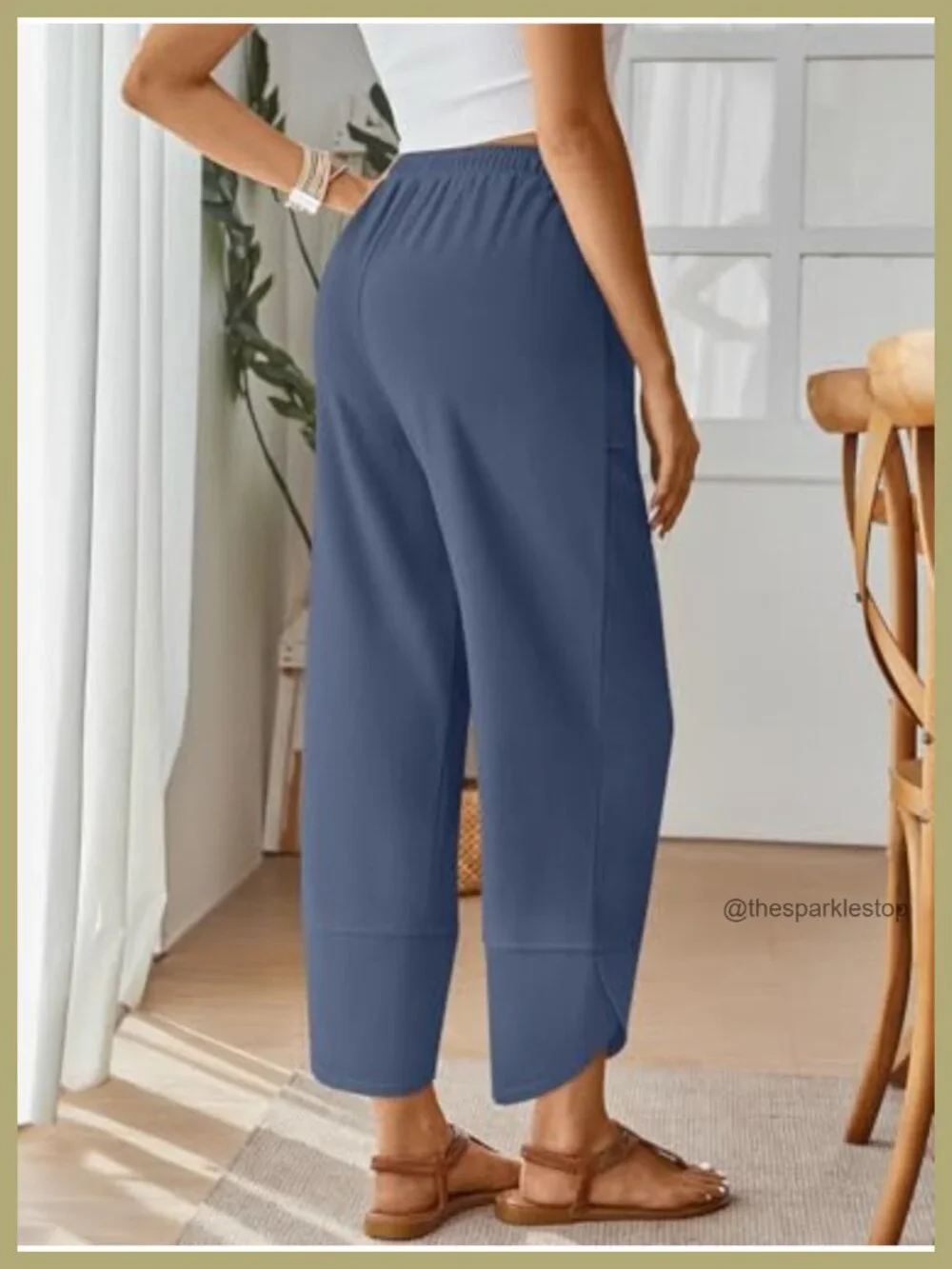 Wide Leg Barrel Sweatpants Cotton Blend Lounge Capris with Pockets Casual